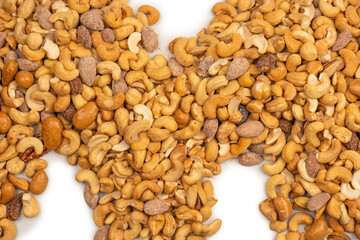 A group of almonds, pistachios, walnuts, macadamia, cashews.