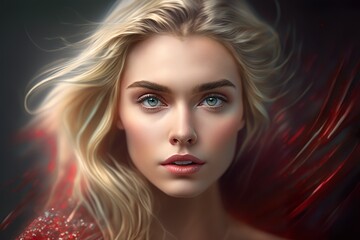 Fototapeta premium The Radiant Beauty POTRAIT OF Women PAINTAINNG Grace and Elegance Personified AI Generated Illustration