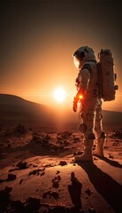 silhouette of a astronaut on Mars made with generative ai