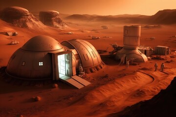 colony and base at mars made with generated ai