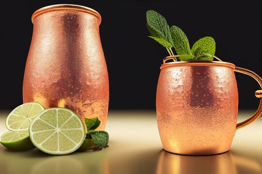 Moscow Mule Cocktail Isolated On White Background. Generative AI