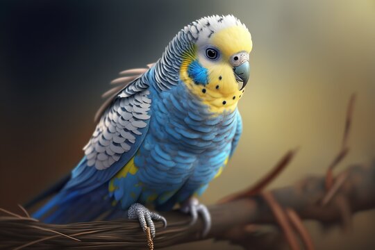 The Majestic Yellow and Blue Parrot Soaring in the Sky-Filled Tree AI Generated