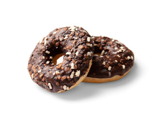 Chocolate donuts isolated on a white background