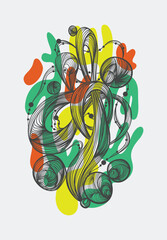 Abstract and artistic beautiful hand drawn illustration