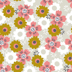 Summer Pretty Florals Vector Seamless Pattern