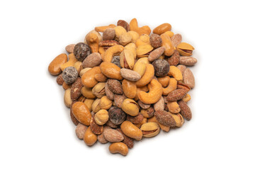  A group of almonds, pistachios, walnuts, macadamia, cashews.