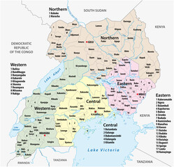 vector administrative and political map of the Republic of Uganda - 569882301