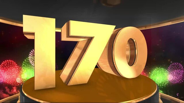 170th anniversary animation in gold with fireworks background, 
Animated 170 years anniversary Wishes in 4K 
