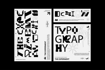 Poster template graphic design in Brutalism style. Vector cover