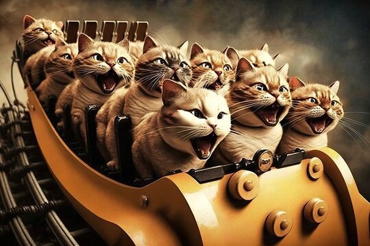 cats riding a roller coaster illustration generative ai Stock Illustration  | Adobe Stock