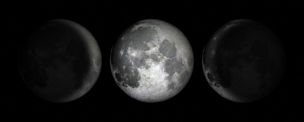 Waxing, full and waning moon - Triple Goddess symbol
