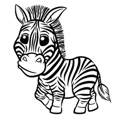 Fototapeta na wymiar Vector illustration of Zebra - Coloring book for kids