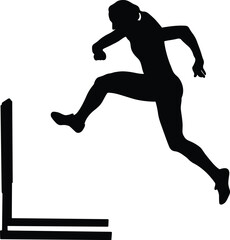 Fototapeta na wymiar running hurdles woman athlete black silhouette