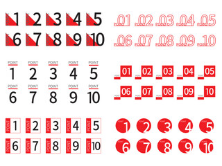 ポイントを示した1から10の数字-color3_red