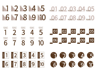 ポイントを示した1から10の数字-color4_brown
