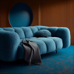 A wool sofa with a cozy warm. Generative Ai