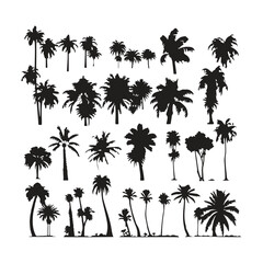 Vector collection of palm trees silhouette