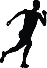 male athlete run up high jump black silhouette