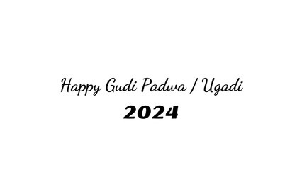 Fototapeta na wymiar Happy Gudi Padwa Ugadi wish typography with transparent background