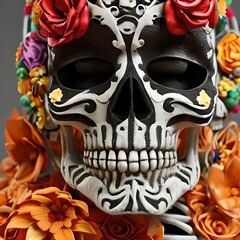 Naklejka premium mokup skeleton day of the dead mexico, skeleton with orange background