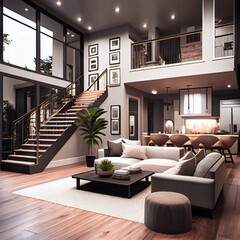 Fototapeta na wymiar Sleek and contemporary home with a neutral color. Generative Ai