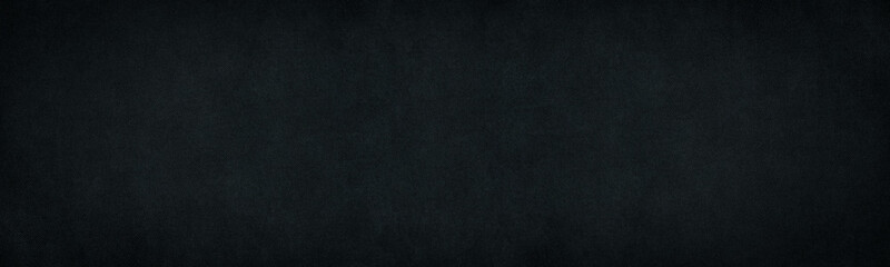 Black wide textile texture. Rough worn fabric surface. Abstract panoramic dark gloomy background