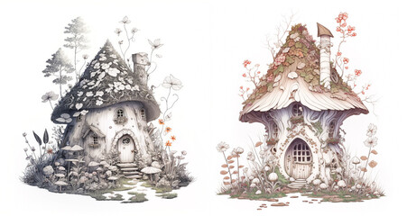 AI , House, Miniature, Small, Fantasy, Picture Book, Illustration, Fairy Tale, Dream World, midjourney