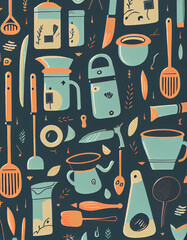 Fun Kitchenware Wallpaper