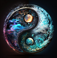 Obraz na płótnie Canvas Mythical yin-yang, magical design. Generative AI.