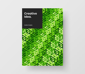 Isolated mosaic pattern pamphlet layout. Unique magazine cover vector design illustration.