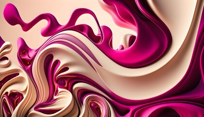 Abstract Magenta and Cream colored swirls - wallpaper