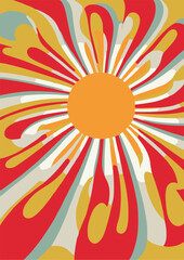 Set of backgrounds for the sun text. Set of backgrounds for hippie text, positive art, hippie art, psychedelic art inspired by the 1970s, 1960s.
The poster is bright sunny. Solar Art Festival. 