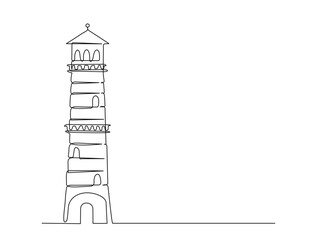 Continuous one line drawing of lighthouse tower. Simple illustration of Castle Hill Tower line art vector illustration