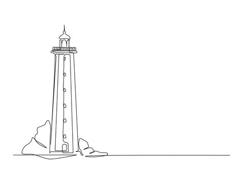 recommend clip art: Continuous one line drawing of lighthouse tower. Simple illustration of Castle Hill Tower line art vector illustration