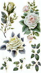 Rose in Oil paint, Flower Illustration Set. Invitations and Cards. Generative AI