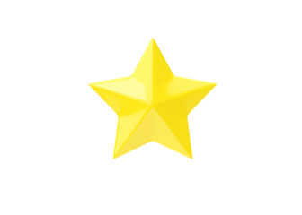 Review 3d render icon - yellow star customer positive rate, award experience service cartoon illustration.