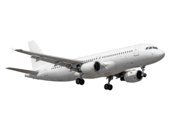 Avión de pasajeros real sobre fondo transparente