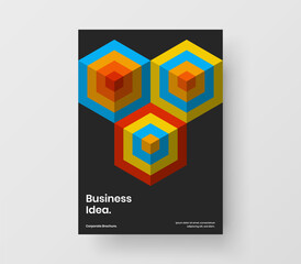 Vivid poster A4 design vector layout. Trendy geometric shapes corporate identity illustration.