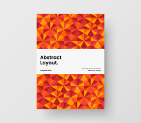 Fototapeta premium Bright geometric tiles pamphlet layout. Premium magazine cover A4 design vector illustration.