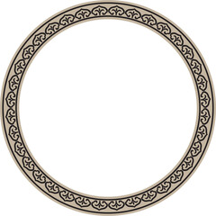 .Vector gold and black round Chinese ornament. Frame, border, circle, ring of Asian peoples of the East.