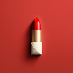 Red lipstick on a scarlet background. Valentine's Day version. Created using generative AI and image-editing software.