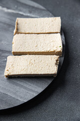 tofu soy cheese vegetable product meal food snack on the table copy space food background rustic top view