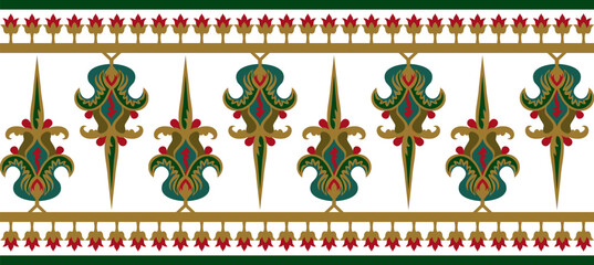 Vector colored seamless byzantine ornament. Endless Border, frame of ancient Greece and Eastern Roman Empire. Decoration of the Russian Orthodox Church..