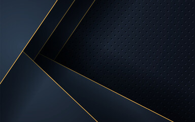 luxurious abstract blue navy gold line overlap layers with circle texture background. eps10 vector