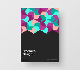 Modern geometric tiles corporate cover illustration. Trendy banner A4 design vector layout.