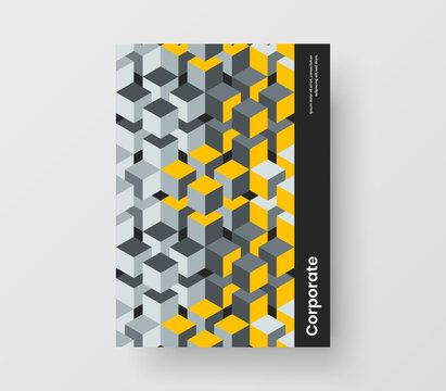 Modern geometric tiles magazine cover template. Creative placard design vector concept.