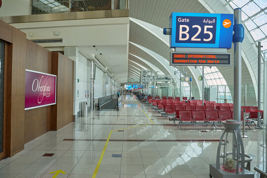 DUBAI, UAE - CIRCA APRIL, 2014: interior shot of Dubai International Airport.