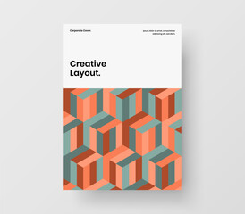 Isolated presentation design vector illustration. Amazing geometric tiles pamphlet layout.