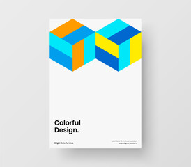 Trendy brochure A4 vector design layout. Bright geometric shapes banner concept.