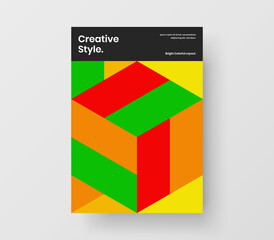 Modern mosaic tiles banner template. Unique booklet design vector layout.